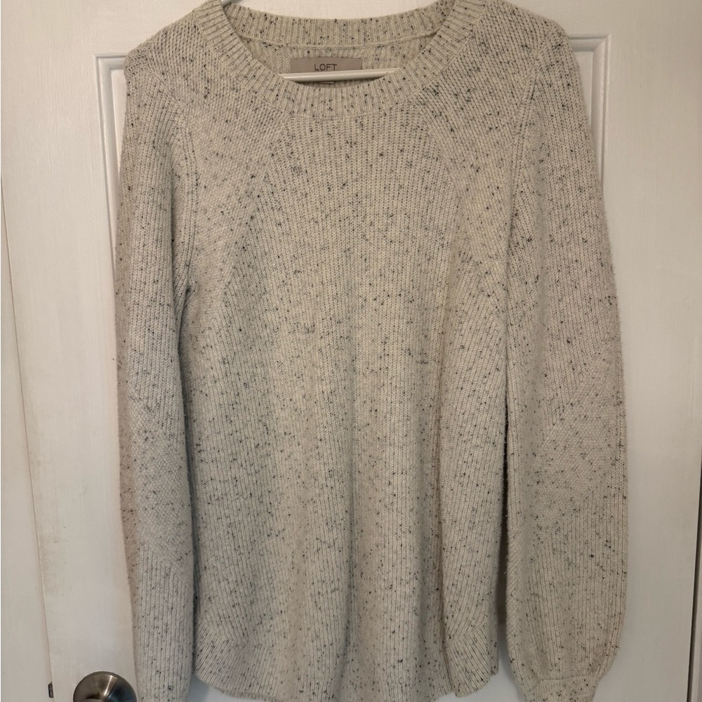 LOFT Cream Crew Neck Sweater Cozy Knit